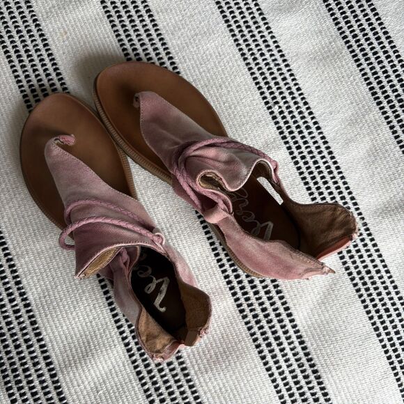 Very G Womens Dusk Pink Canvas Thong Sandals Shoes 6 Medium - Picture 6 of 9